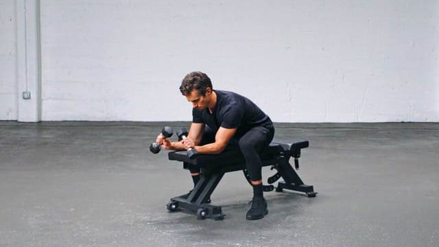 Palms-Down Dumbbell Wrist Curl exercise being performed