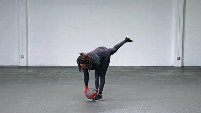 Medicine Ball Single Leg Romanian Deadlift exercise being performed