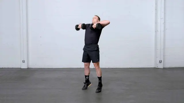 Dumbbell Calf Raise to High Pull exercise being performed