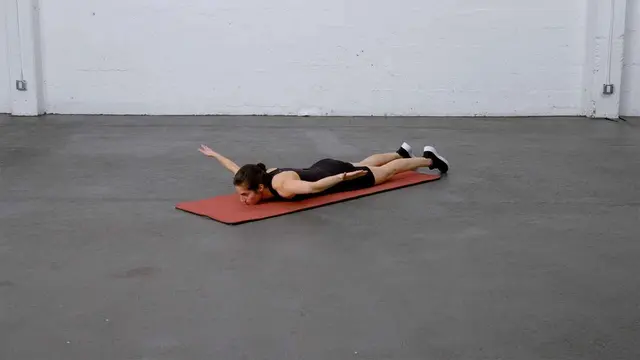 Prone T’s exercise being performed