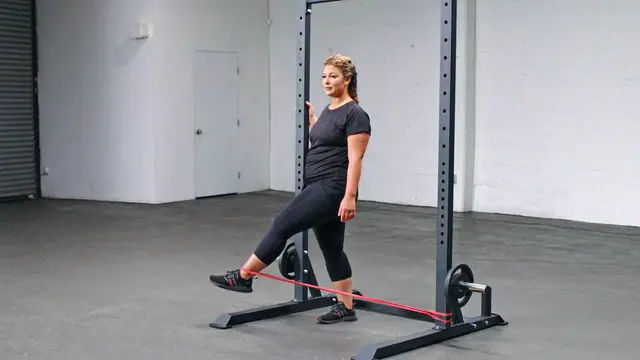 Loop Band Standing Hip Adduction exercise being performed