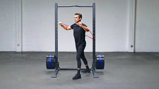 Loop Band Standing Incline Chest Press exercise being performed