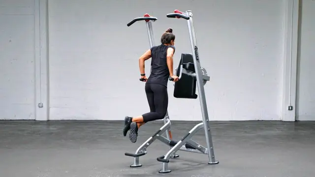 Dip exercise being performed